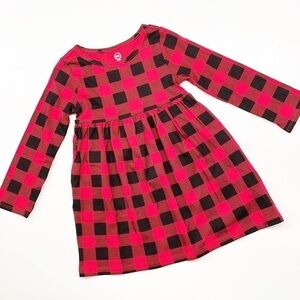 Wonder Nation toddler girls red/black buffalo plaid print long sleeve dress